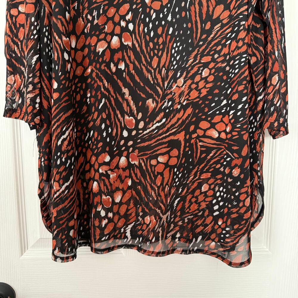 Kasper Women's Multicolor Printed Mesh Top Size 2X - Picture 3 of 13
